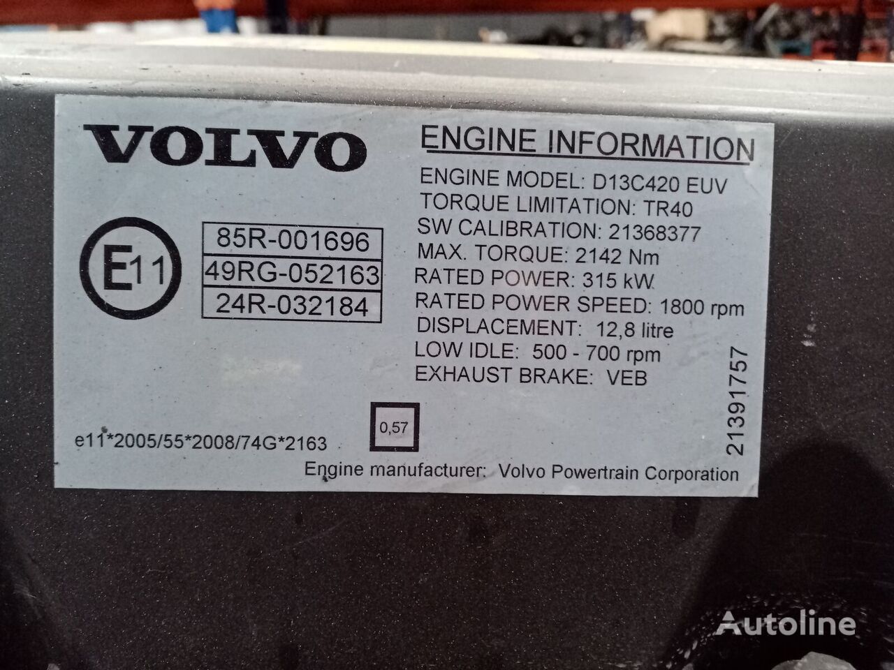 Volvo D13C420 motor for lastebil